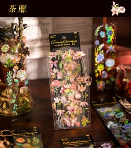 3 Sheets/pack Laser Bronzing PET Hot Stamping Jellyfish Cute Bear Dog Florals Transparent Decorative Stickers