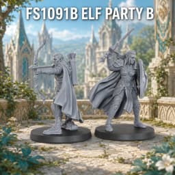 Fantasy Elf Party Miniatures Set 28mm/1:56 Scale, Tabletop RPG Elf Character Figures, Woodland Adventure Heroes Team for RPGs