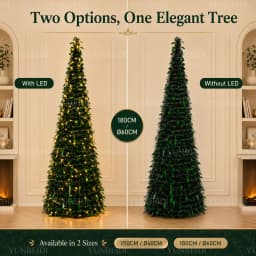 Foldable Artificial Christmas Tree 150cm/180cm with LED Lights Integrated Christmas Tree Family Christmas Party Scene Decoration