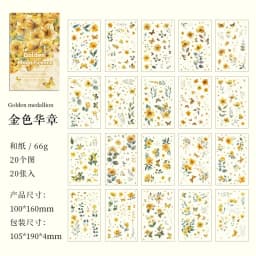 20 Sheets/pack Flower Images Die-cut Washi Sticker Book Watercolor Painting Plants Scrapbooking Creative Journal Collages