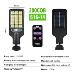 1~4Pack Solar Lights Outdoor 3 Modes 200COB Waterproof Street Lamp Motion Sensor Security Lighting for Garden Patio Path Yard