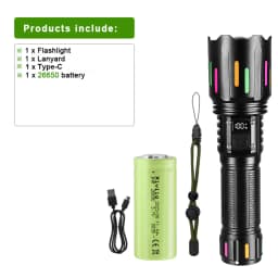 900000000LM Super Bright Flashlight Rechargeable LED Tactical Torch Ultra Bright Long Range 8000M Lantern Outdoor Lights