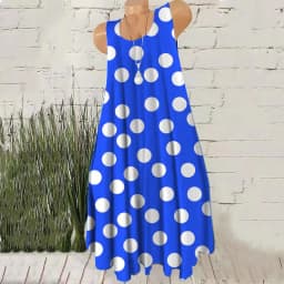 Round Dot Pattern Fashion Women Mini Dresses Summer Sleeveless 3D Printing Street Ladies Trend Dress 3XL Plus Size Casual Dress
