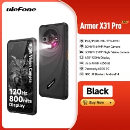 Ulefone Armor X31 Pro 5G Rugged Phone Android 14 Waterproof Smartphone 6.56”16GB RAM 256GB ROM Sony ® Night Camera 64MP NFC