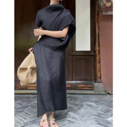 Pleated T-Shirt 2026 Summer New Japane Irregular Cut Pile Collar Top Simple Fashion Lightweight Wrinkle-Free Women Skirt