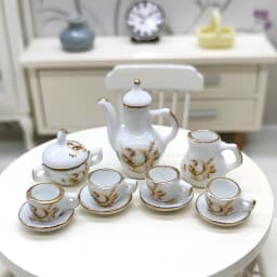 1Set 1:12 Miniature Porcelain Tea Cup Set Chintz Flower Tableware Kitchen