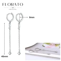 FLORATO 925 Sterling Silver Earrings Chain Tassel Pendant Earrings Zircon Silver Earrings for Women Trend Luxury Wedding Jewelry