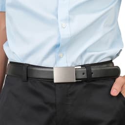 Men's Portfolio Patterned Plaque Leather Reversible Belt (Sizes 85cm-160cm)
