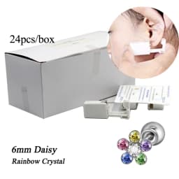 24pcs/Box Disposable Ear Piercing Gun Safe Ball Clasps Mini Daisy Crown Earring Piercer Machine Tool For Adult Kids Wholesale
