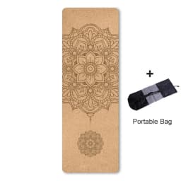 4mm Natural Cork TPE Printed Yoga Mat Non-slip Esterilla Yoga Sweat-absorbing Home Fitness Pad Gymnastics Pilates Mats With Bag