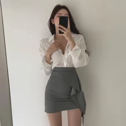 Spring High Waist Bodycon Skirt Versatile Slimming Hong Kong Style A-Line Skirt Women's Fashion Anti-Light Walking Skirt