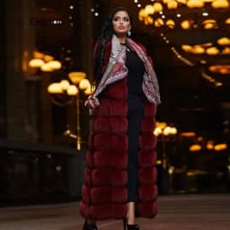 10-section Luxury Faux Fox Fur Winter Vest Jacket Sleeveless Thick Warm Horizontal Striped Long Style Fluffy Fake Fur Overcoat
