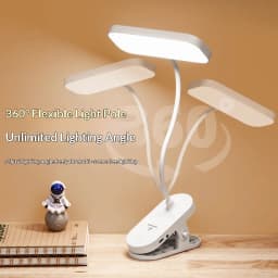 USB Rechargeable Clip-on LED Desk Lamp, Eye-Caring Reading Light for Students, Dorm Bedroom Desk Study Office Portable Lamp