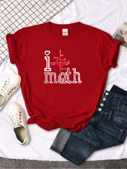 T-Shirts Women's I Love Math Letter Pattern Printed T-Shirt Women Casual Tees Oversize Soft Female t-Shirt Japan Style Tops