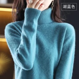 Autumn and winter women's high neck pullover 100% pure mink cashmere sweater knitted soft fashion warm women's clothing