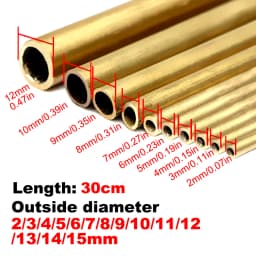 Brass Tubes DIY Pipe Round Diameter 2/3/4/5/6/7/8/9/10/12mm Length 300mm Long 0.5mm Wall Brass Tube Modelmaking Rod Cutting Tool