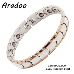 Titanium Steel Hematite Therapy Bracelets Arrow Design Men's Magnetic Link Bracelet