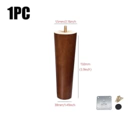 8/10/12/15/20cm Durable Solid Wood Furniture Legs Conical Universal Sofa Legs with Iron Sheet Chair Replacement Feet