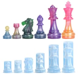 Resin Chess Pieces Mold Set Silicone Chess Molds Set Epoxy Resin Casting Mould Board Games Moulds for Home Decorations
