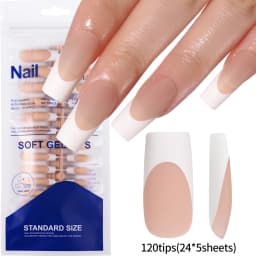 150Pcs/set White French Gel Nail Tips Medium Almond Nude Pink Press On Nail French Tips Matte/Glossy Frosted Soft Gel Nail Tips