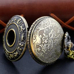 Map Logo Hollow Carved Steampunk Quartz Pocket Watch Bronze Vintage Fob Chain Pendant Necklace Men's and Women's Festival Gift