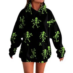 Women's Pullover Sweater Round Neck Lightweight Fleece Lined Top With Interesting Print Halloween Themed Top Zip up Hoodie Women