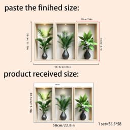 Green Plants Wall Sticker Potted Mural Simulation Painting For Living Room Home Decor Background Wall Art Removable Decals