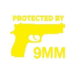 Protected By The Gun 9MM Bumper Vinyl Car Sticker Gun Ammo Decor