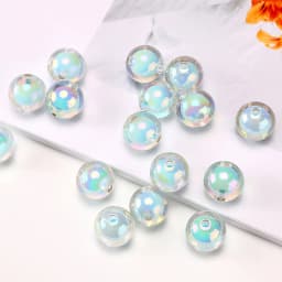 16MM 10 Pieces/Bag Style Random Acrylic Plated Colored Beads, Round Inner Color DIY Straight Hole Handmade Bracelet, Beaded Loos