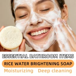 Rice Water Brightening Soap 60g - Moisturizing Deep Cleansing, Safe & Gentle for Sensitive Skin, for Face & All Body