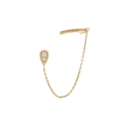 Stainless Steel Gold Color Chain Dangle Drop Earrings for Women Zirconia Pendant Clip Earring Vacation Party Jewelry Accessories