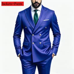 Men's Peak Lapel Double Breasted Golden Button Flap Pocket Business Commute Suit Men Trending Luxury Formal Slim Fit Groom Suit