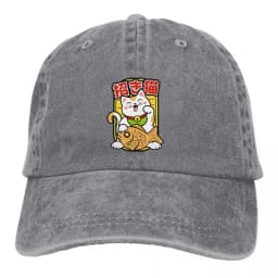 Summer Cap Sun Visor Maneki Neko Taiyaki Lucky Cat With Fish Hip Hop Caps Cowboy Hat Peaked Hats