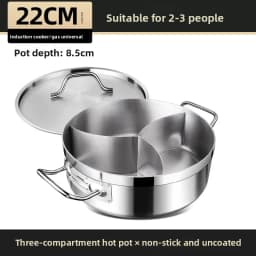 Stainless Steel Dual Hot Pot | Thickened Large-Capacity Pot for Home & Induction Cooking