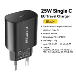 Essager 25W USB C Charger PD Fast Charge Charger Quick Phone Charger for iPhone 16 15 Pro Max Xiaomi 14 Oneplus Xiaomi Samsung