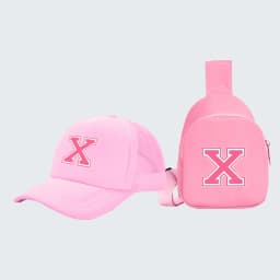2pcs children's 26-letter printed truck driver hat and chest bag set, lightweight all-in-one visor, suitable for girls' daily