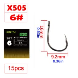 15 x PTFE Coated High Carbon Stainless Steel Barbed Fish Hook With Eye Carp Fishing Hook Link Accessories X505