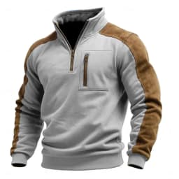 Autumn Winter New Men's Stand Collar Pullover Sweatshirts Fashion Patchwork Sports Tops Male Casual Streetwear Pull On Hoodie