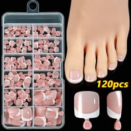 100Pcs White Short Square Flase Toenails Summer Press On Toes Full Cover Tips Pure Color Acrylic Artificial Wearable Toenails*8K