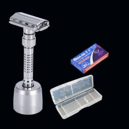 Double Edge Safety Razor Adjustable Classic Men's Shaving Mild to Aggressive Hair Removal Manual Shaver It with 5 Blades