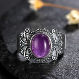 925 Silver Rings Natural Amethyst Gemstone Rings for Women Wedding Bands Anniversary Gift Fine Jewelry