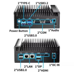 Topton Intel N150 N100 Fanless Mini PC 2x2.5G Nics 2*COM NVMe DDR4 2*HD 1*DP Type-C Solid Firewall PC Industrial Mini Computer