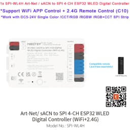 Miboxer SPIW5-4 5 in 1 SPI LED Controller WiFi+2.4G RF Remote Control 4-Channel SPI-WL4 ESP32 WLED Pixel Strip Signal Amplifier