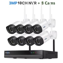Hiseeu 5MP Wifi Surveillance Camera System Color Night Vision P2P Wireless Street Security CCTV Camera Kit 10CH Wireless NVR Set
