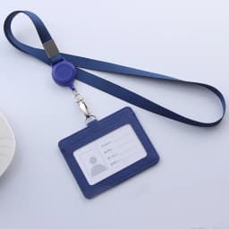 Retractable Lanyards ID Badge Holder Leather Bank Bus Pass Card Case Cover Men Women's Bank Credit Card Holder Strap Cardholder