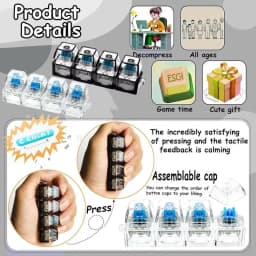 2026 New High-Transparency Four-Button Light-Emitting Stress-Relief Button Keychain Mechanical Keyboard Style Toy Pendant