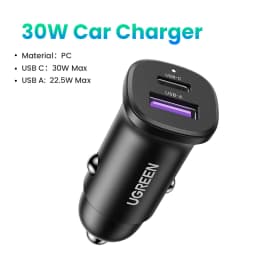 【NEW-IN】UGREEN USB Car Charger 30W Quick Charge 4.0 QC4.0 QC3.0 PD Type C Fast Car USB Charger For iPhone 17 Xiaomi Mobile Phone