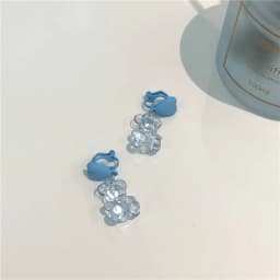 Asymmetric Cute Mini Rabbit Bunny Clip on Earrings No Piercing for Girls Kids Student Flowers Sweet Small Bear Ear Clip Earrings