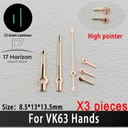 VK63 Hands High Quality VK63 Watch Hands Racing Hands C3 Green Luminous Watch Hands VK 63 Quartz Movement Men's Watches Parts