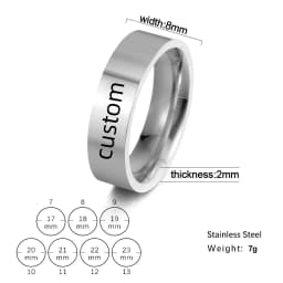 Customized Couple Ring Personalized Name Date Text Stainless Steel Fashion Simple 6/8mm Wide Ring Anniversary Jewelry Gift